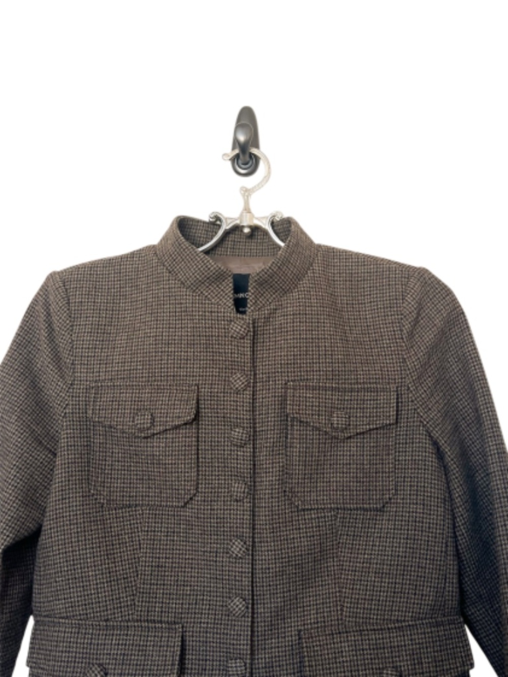 Mango Micro-Houndstooth Wool Jacket Size Small - Picture 6 of 15